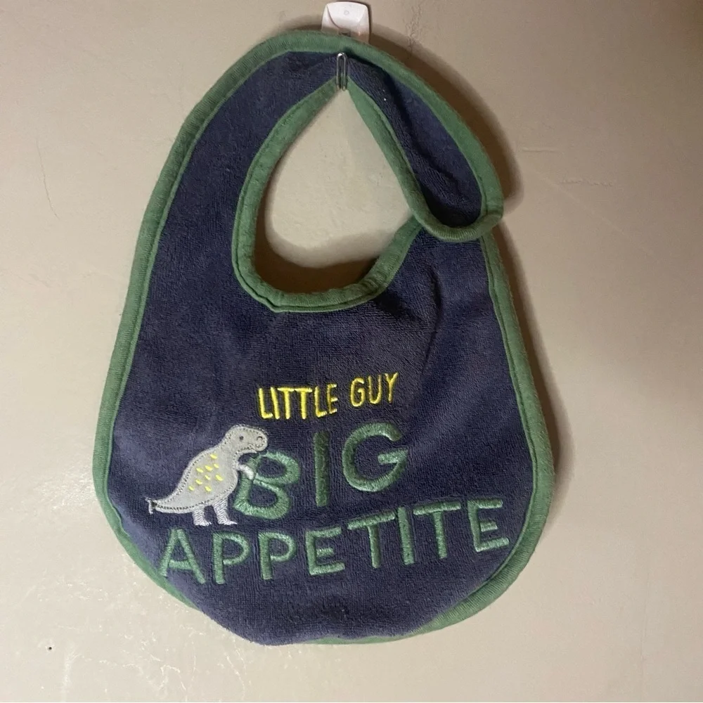 CHILD of mine carters one size baby bib little guy big appetite dinosaur